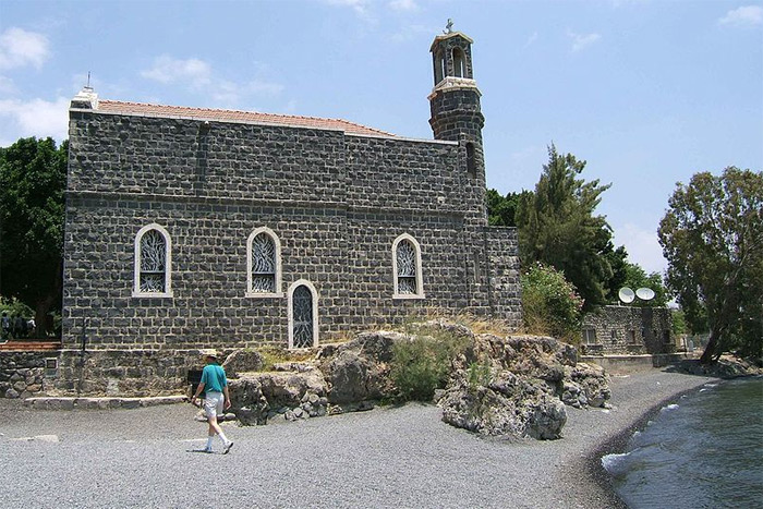 Church of the Primacy of St. Peter on the Sea of Galilee. Traditional site where Jesus Christ appeared to his disciples after his resurrection and, according to Catholic tradition, established Peter's supreme jurisdiction over the Christian church.