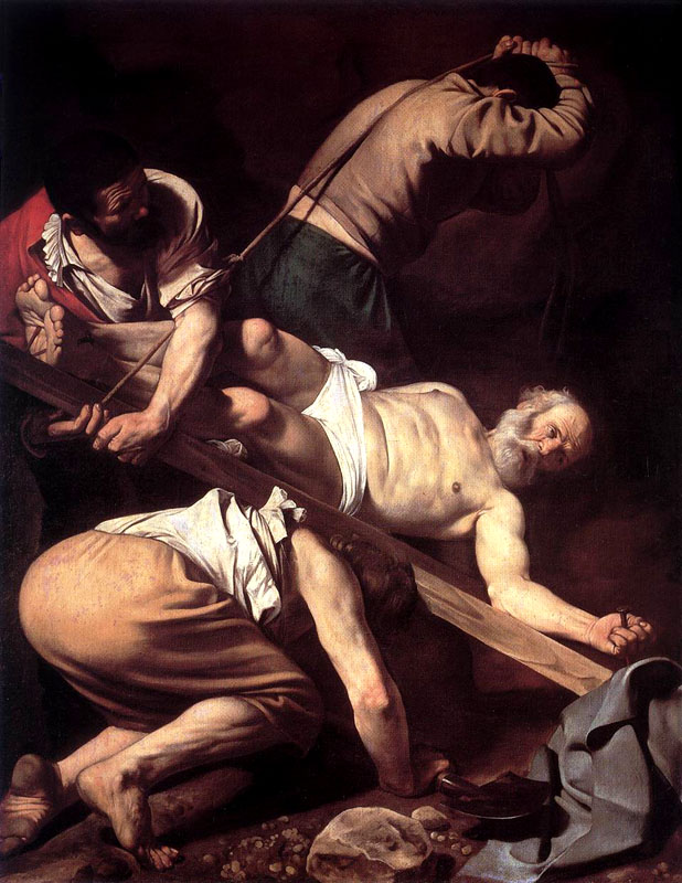 Caravaggio's depiction of the crucifixion of Apostle Peter.