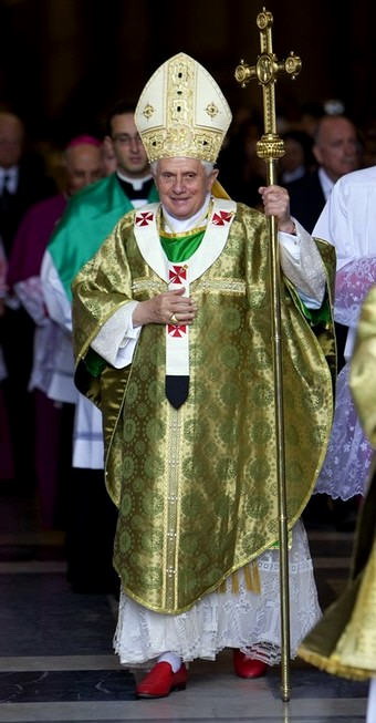Pope Benedict XVI after a musical concert offered to his honor. circa 2008.
