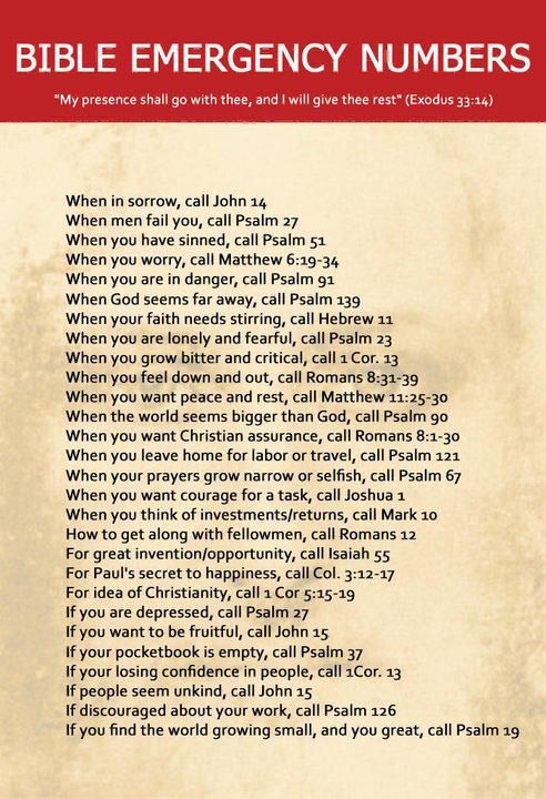 Bible emergency numbers