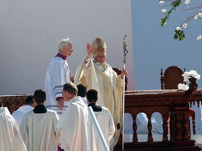 Pope Benedict at the canonization of Frei Galvao